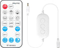 PAUTIX RF Remote Dimmer for Single Color LED Strip Lights,18-Key Wireless Remote and in-line Controller DC 12V-24V for 3528/2835/5050/COB LED Tape Lights,Timer Function