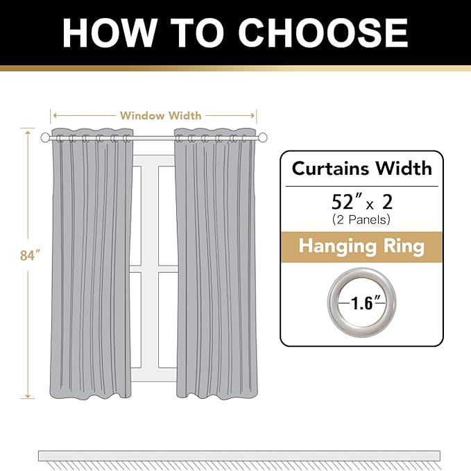PrinceDeco Thick Linen Blackout Curtains Room Darkening Curtains 84 Inch Length Black Out Curtains for Bedroom Cold and Full Light Blocking Drapes with White Liner Grommet(2 Panels,Heathered Natural)