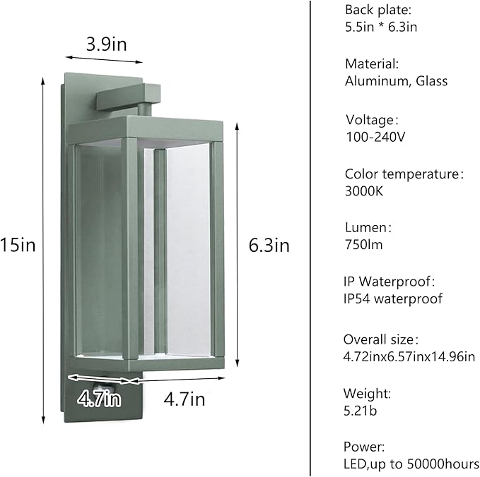 Lustrlach Outdoor Motion Sensor Wall Light for House LED Modern Outside Wall Mount Porch Light IP54 Waterproof with Clear Glass Aluminum Exterior Light Fxiture,3000K 750lm
