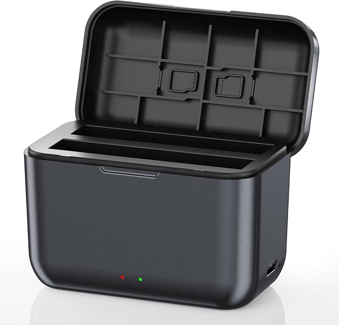 POWEROWL Charger for Insta 360 X5 Battery, Dual Port Fast Charging Case for Insta360 X5 Accessories with LED Indicators, Compact Travel-Friendly Design, Charger Only
