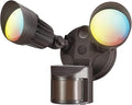 LEONLITE 3CCT LED Security Light, Motion Sensor Outdoor Lights, Dusk to Dawn, ETL Listed, Adjustable Heads, 3000K4000K5000K Selectable, Motion Detector Flood Light for Outside, IP65 Waterproof, Bronze