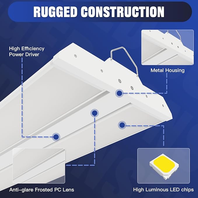 JTT 200/150/100W LED Linear Shop Lights,2FT 30000LM 360° Adjustable Led High Bay Lights 4/5000K Daylight 120-277V,Led Garage Light for Shop Workshop Commercial Supermarket Warehouse Basement,4-Pack