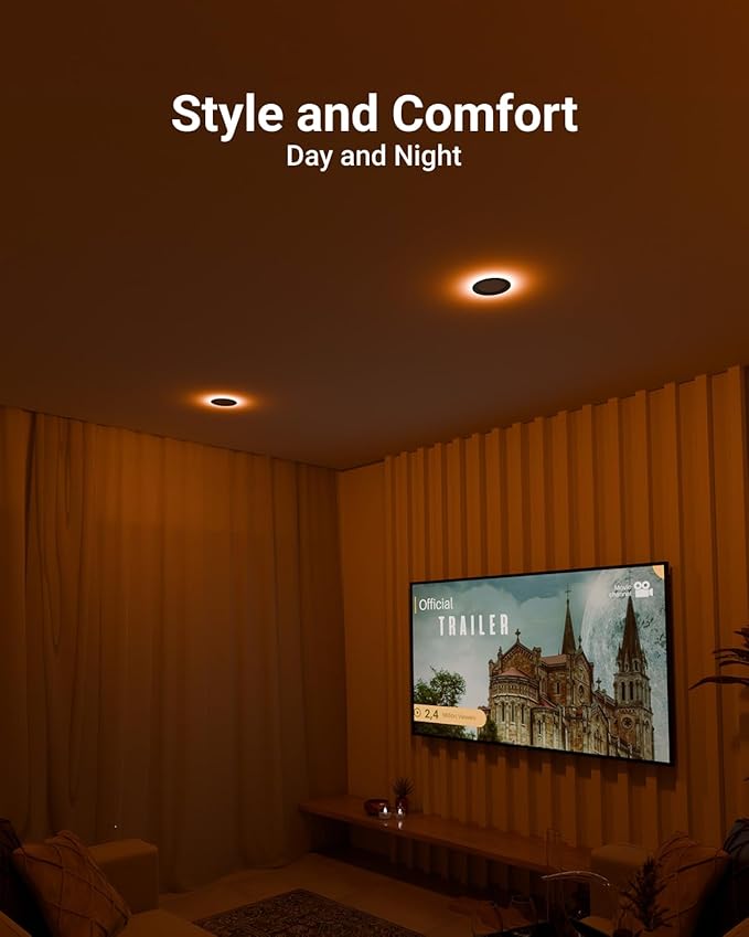 Sunco Black Recessed Lights 6 Inch LED, Canless with Night Light, Wafer Thin, 1500 Lumens, Selectable CCT 2700K/3000K/4000K/5000K/6000K, Dimmable, 12W, with Junction Box UL/ETL 4 Pack