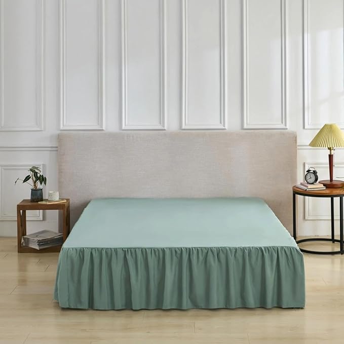 Bed Skirt Queen Size Ruffled Bed Skirt with Split Corners, Queen Bed Skirts 14 Inch Drop with Platform, 14'' Queen, Sage Green