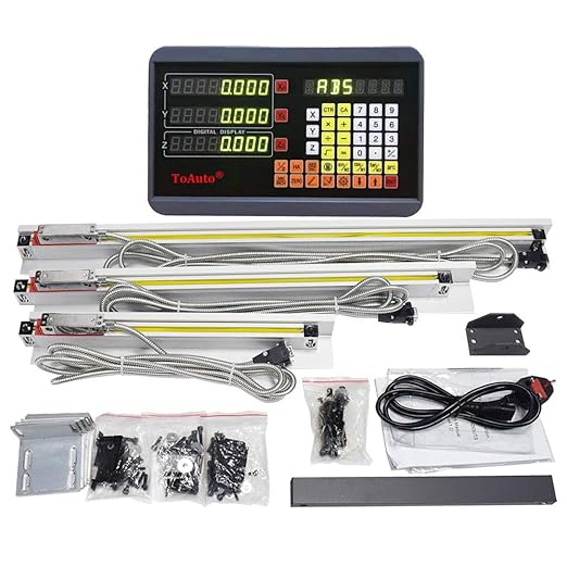 26" 30" 12" DRO 3 Axis Digital Readout 5um Precision Linear Glass Scale 650mm+750mm+300mm Travel Length for for Drill/EDM/Milling/Grinding/Lathe Machine.