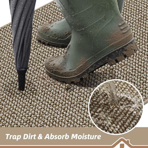 BEQHAUSE Dirt Trapper Door Mat 24" x 36", Non-Slip Washable, Light Beige - Image 3