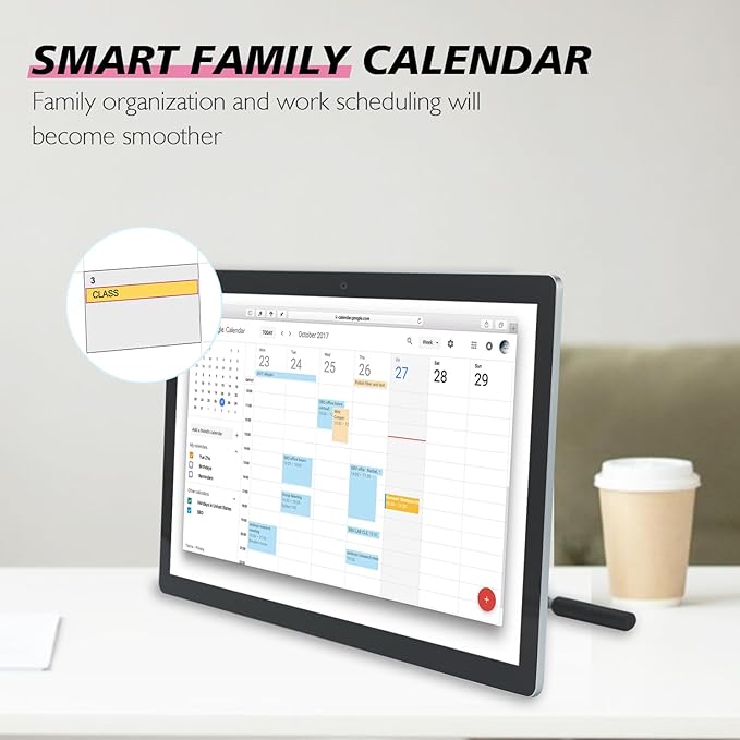Large Touchscreen Monitor Digital Electronic Calendar, Downloadable APP,10-Point Touch,16:9 Display, Android 13 with 8GB RAM & 128GB ROM,Perfect for Office, Business, and Home (27 inch)