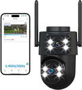 dzcctvipc 2K Dual-Lens WiFi Home Security Camera, Indoor/Outdoor Use, 360° Motion Tracking, Color Night Vision, IP65 Weatherproof, Two-Way Talk, Smart Camera, Works with Alexa & Google (No SD Card)