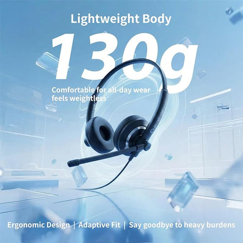 Accutone Conversation 95 Wired Office USB Headset with Environmental Noise Cancelling Microphone & wideband Audio Output, Black