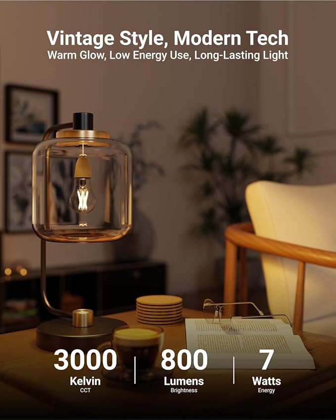 Sunco 20 Pack A15 Light Bulb LED, Edison Style Bulb, Dimmable Vintage Filament Lighting, 800 LM, 7W (60W Equivalent), 3000K Warm White, E26 Medium Base, Wet Rated UL