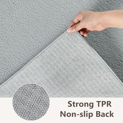 5x7 Light Grey Solid Area Rug Washable Non-Slip for Living Room Bedroom - Image 6