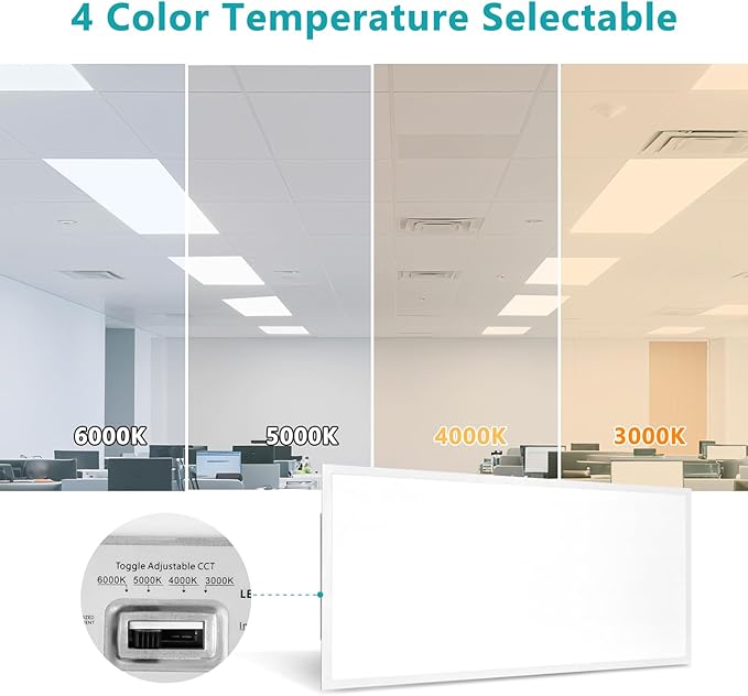 VocgoUU 2x4 LED Flat Panel Light, 36 Pack, Selectable 40W/50W/60W, 3000K/4000K/5000K/6000K, 0-10V Dimmable, ETL Certified, 6600LM, Drop Ceiling Office Lighting