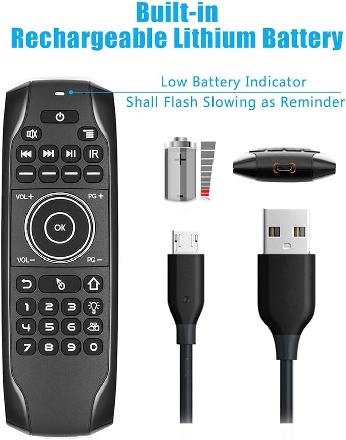 Jectse Voice Remote Control Replacement, Air Remote with 3 Speed Levels Adjustment and LED Indicator for TV Box Computer Smart Television (G7 Version Without Receiver)