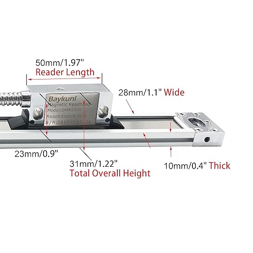 3 Axis DRO Dsiplay Digital Readout for Mills Milling Lathe Machine 3pcs 12" x 24" x 16" Length Magnetic Linear Encoder Scale 5um IP67 Sealing Protection More Durable