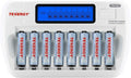 Tenergy Rechargeable Battery and Charger Combo TN162 - 8-Bay Smart AA/AAA NiMH/NiCd Charger + 8 pcs AAA NiMH Rechargeable Batteries