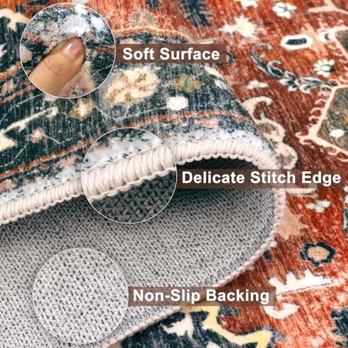 Yamaziot Washable Area Rug, 2x3 Small Boho Vintage Entryway Non-Slip Rug - Image 3