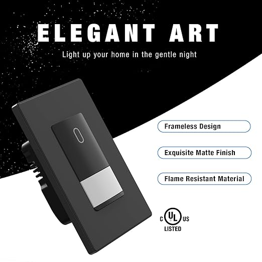 ELEGRP Matte Black Single Pole Occupancy Motion Sensor Light Switch, Need Neutral Wire, 120° Sensor Coverage PIR Infrared Motion Activated, for CFL/LED/MLV/INC/HAL/Fan, UL,2 Pack
