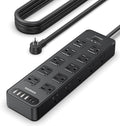 Solidock Flat Plug Power Strip Surge Protector with 20 AC Outlets 6 USB Ports, 1875W/15A, 2700 Joules, 6 Ft Heavy Duty Extension Cord with Multiple Outlets for Home, Office, Dorm, Gaming,ETL Listed