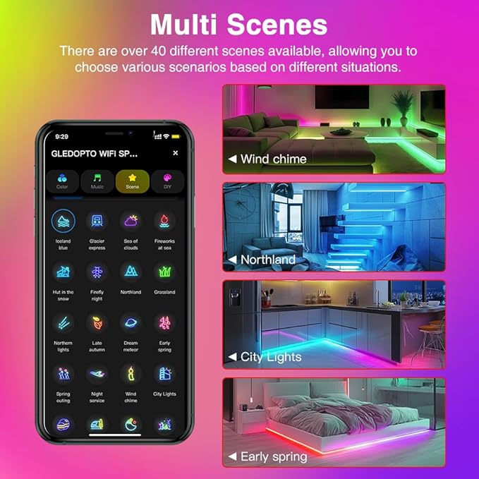 Sogledwow WiFi Tuya SPI Digital Pixel LED Strip Light Controller Smart Life App Control Over 40 Dynamic Lighting Easy to Setup for WS2811 TM1814B TM1934A SK6812 WS2801 WS2805 UCS2904B