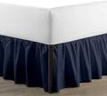 SKY BEDDINGS - Queen Size Ruffled Bed Skirt with Split Corners - 12 Inch Drop Dust Ruffle Bed Skirt with Platform Three Sided Coverage - 100% Microfiber, Navy Blue
