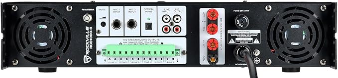 Rockville RCS1000-6 1000W 6-Zone Commercial Amplifier, Bluetooth, USB/SD Inputs, Echo Mic Controls, 70V/100V/8-Ohm Compatibility, Perfect for Restaurants, Schools, and Conference Rooms