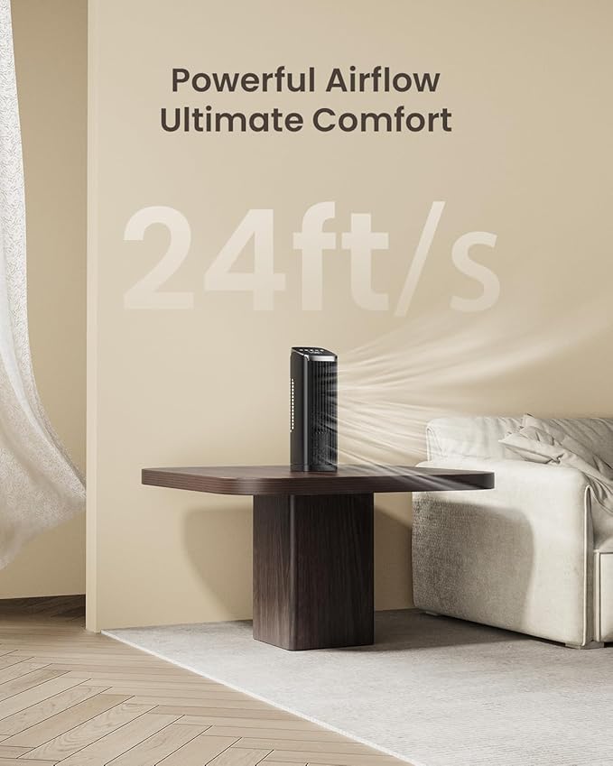 PNTCK Fan for Bedroom, 13" Tower Fan with Remote, 4 Modes 4 Speeds Max 24ft/s, 70° Oscillating Desk Fan, 12H Timer Portable Fans, Cooling Fans for Office, Home