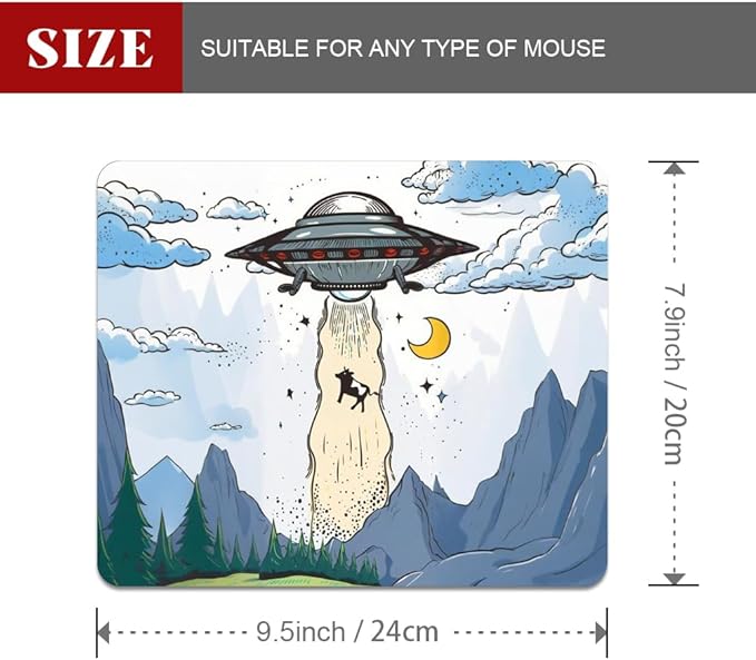 Design - UFO Square Mouse pad, Texture, Waterproof, Anti Slip Rubber Base, Computer Mouse pad, Laptop Mouse pad