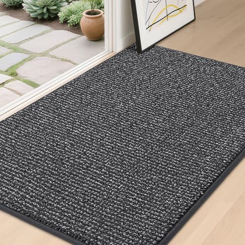 BEQHAUSE Dirt Trapper Door Mat 32"x48", Non-Slip Washable Doormat, Charcoal by BEQHAUSE