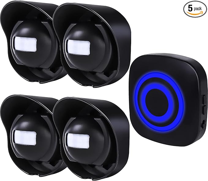 Shaogax Driveway Alarm-328ft Long Range Wireless Driveway Alarm Weatherproof Outdoor Motion Sensor&Detector Security Alert-Protect Outdoor/Indoor Property-1 Receiver and 4 Sensors-38 Chimes