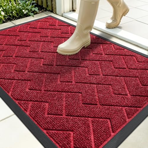 OLANLY Front Door Mat Outside 35x23, All-Season Absorbent Rubber Doormat by OLANLY