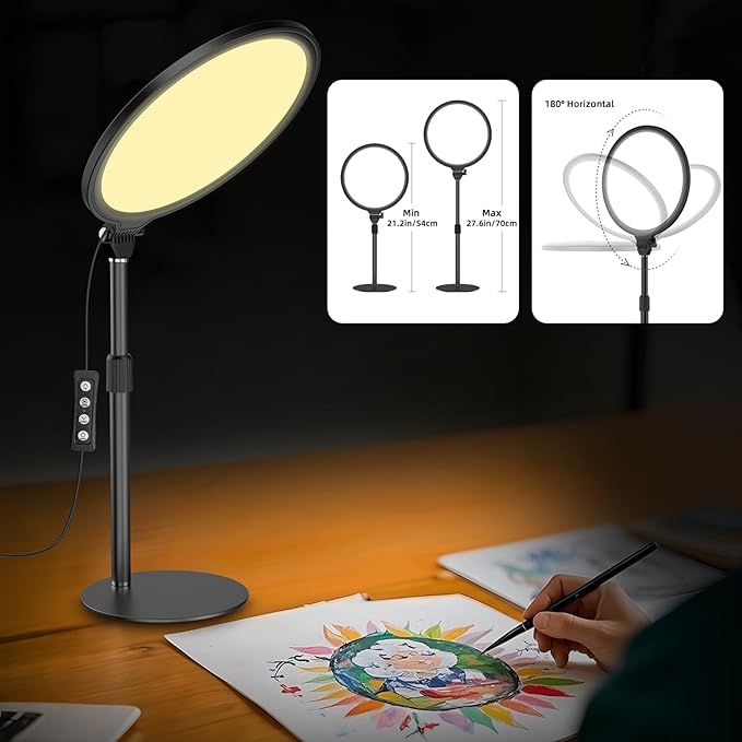 Anautin 10.5in LED Desk Ring Light, Video Conference Lighting for Zoom Meeting/Video Calls, Live Stream, Home Office, Computer Lighting for Webcam, Online Classes, Professional Streaming
