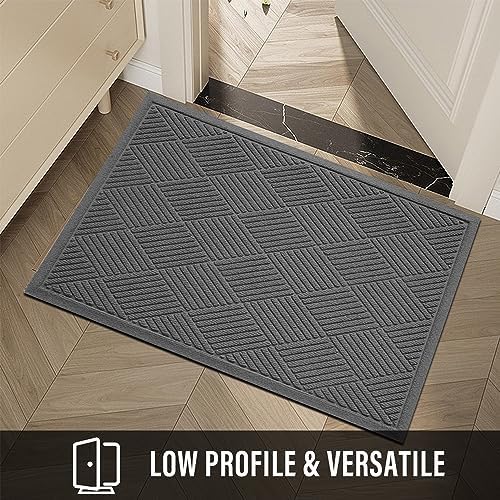 HIYARD Sturdy Front Door Mat, Absorbent Muddy Dirt Resist Welcome Door Mats Outdoor Indoor, Stain and Fade Resistant, Non-Slip Rubber Backing Low Profile Doormat for Entryway, 36×24, Charcoal - Image 6