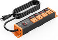 CCCEI Heavy Duty Surge Protector Power Strip 20 Amp Individual Switches. 20FT 12 Gauge Extension Cord with Multiple Outlets. Kitchen, Garage, Shop, Industrial Wall Mount Electric Extender, Orange.