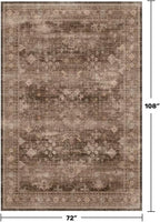 Hazo Haus Taupe Brown Living Room Rug 6x9 - Vintage Traditional Eclectic Unique Neutral, Washable Low Pile Non-Slip Large Area Rugs for Dining Under Table Bedroom Lounge - Image 2