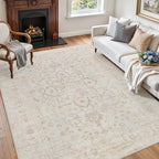 6x9 Area Rugs Living Room: Bedroom Washable Carpet Warm Beige - Image 3