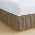 Rajlinen Ruffled Bed Skirt California King, 18 Inch Drop Dust Ruffle with Split Corners, 100% Microfiber Bedskirt with Platform, Three-Sided Coverage Ruffled Gathering Design, Taupe