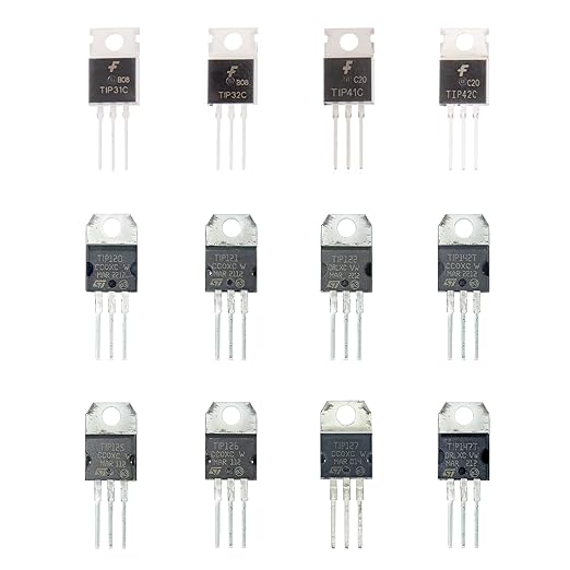 12 Values 54 Pcs Darlington Transistors Bipolar Power Transistor TIP31C TIP32C TIP41C TIP42C TIP120 TIP121 TIP122 TIP125 TIP126 TIP127 TIP142T TIP147T Minidodoca TIP Transistors Assortment Kit