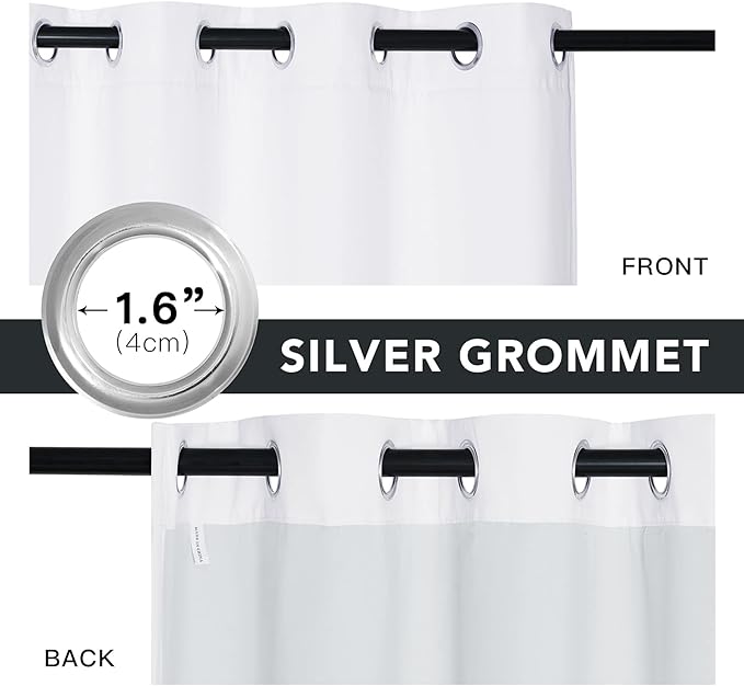 RYB HOME White Blackout Curtains for Bedroom,Noise Reducing Thermal Insulated Curtains and Drapes with Melt-Blown Fabric, Anti Dust PM2.5 Pollen Smog Filtering, Pure White, W52 x L72 inch, 2 Panel