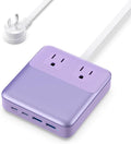 USB C Charger Block,135W GaN Fast Charging Station Hub,6-in-1 USB C Power Strip with 5ft Cord,2 AC & 2 USB A & C,PD 65W Laptop Charger for MacBook Air/Pro,iPhone16 (Purple)