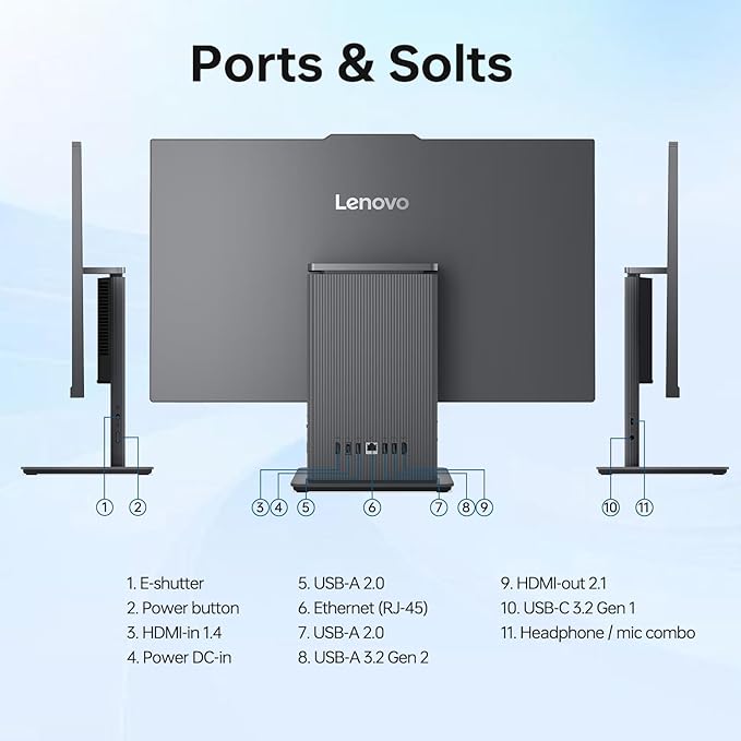Lenovo IdeaCentre Business All-in-One PC, 27" FHD 100Hz Display, AMD Ryzen 7 8845HS, 64GB DDR5 RAM, 2TB SSD, Wi-Fi 6, Win11 Home, Wireless KB & M, Copilot-Ready, Bundle with Adata UC310 64GB