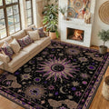 Vacuum-Friendly, 9x12 Washable Area Rug, Black Purple Beige by meejou
