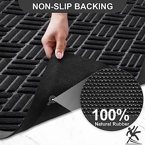 Mibao Front Door Mat Outdoor Entrance, 61.5" x 36" Heavy Duty Welcome Mat for Outdoor and Indoor, Waterproof Dirt Trapper Doormat, Super Absorbent Indoor Entryway Mat for Patio & Porch - Black - Image 5