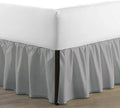 SKY BEDDINGS - King Size Ruffled Bed Skirt with Split Corners - 14 Inch Drop Dust Ruffle Bed Skirt with Platform Three Sided Coverage - 100% Microfiber, Light Grey