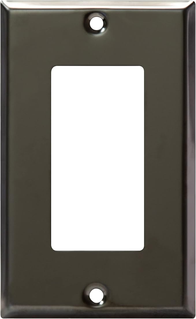 ENERLITES Decorator Switch Metal Wall Plate, Stainless Steel Outlet Cover, Corrosion Resistant, Standard Size 1-Gang 4.50" x 2.76", Stainless Steel 201, 7731-PBK, Polished Black
