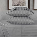 URBANHUT 800 Thread Count 100% Cotton Damask California King Size Sheets Set, 4 Piece Striped Cal King Size Bedsheets, Luxury Hotel Sheets Sateen Weave, 16" Elasticized Deep Pocket- Dark Grey