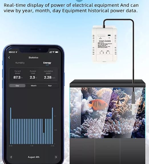 MHCOZY WiFi Temperature Controller Sensor Module, Tuya app Wireless Remote 16A Smart Switch with Energy Consumption Monitoring,Compatible with Alexa Google