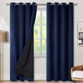 BGment Thermal Insulated 100% Blackout Curtains for Bedroom with Black Liner, Double Layer Full Room Darkening Noise Reducing Grommet Curtain (52 x 84 Inch, Navy Blue, 2 Panels)