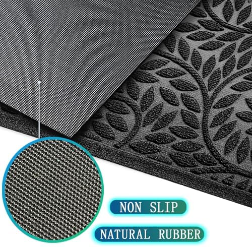 Bulijojo Front Door Mat Entrance,Durable Heavy Duty Welcome Mat,Thick Absorbent Natural Rubber Non Slip Mat,Sturdy Entryway Black 23"x35" - Image 5