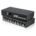 RCA Switch 2 in 1 Out Composite Video L/R Audio Switcher Selector Box 2X1, BolAAzuL 2-Way RCA Switcher - 2 Port AV Switch Box - Plug & Play for N64 PS2/3 Wii Xbox Game Consoles DVD STB TV