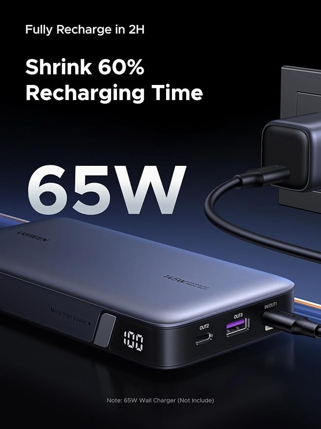 UGREEN Power Bank 25,000mAh 145W Laptop Portable Charger, Nexode 3-Port USB C PD Battery Pack, for MacBook Pro/Air, Dell XPS, iPhone 17/16/15/14, Galaxy S24, Steam Deck, iPad, and More
